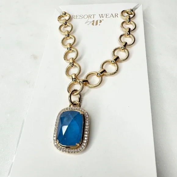 Bomb Party Resort Wear Enchantment By The Sea Blue Lace Necklace NK87177 NWT